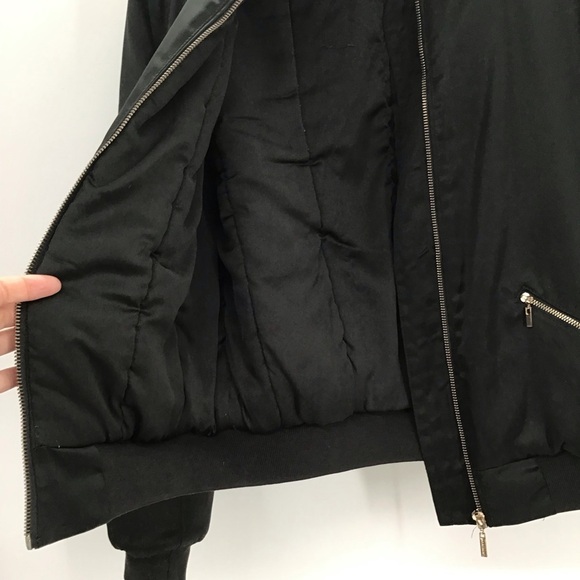 Marciano Puffy Bomber Jacket Gold Hardware Full Front Zip-Up Black Casual Size M - Picture 4 of 10